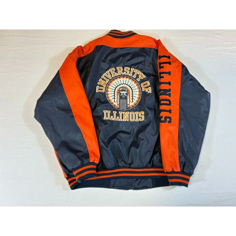 Vintage Steve & Barrys University of Illinois Jacket XXL Blue Orange Bomber